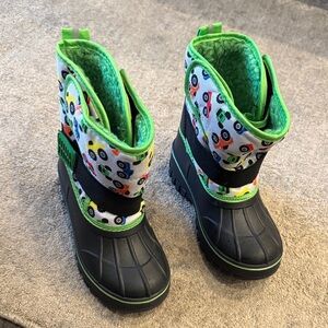 Kids' Green and Black Patterned Rain Boots